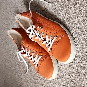 Ecco orange suede sneakers, like new. Size 10.